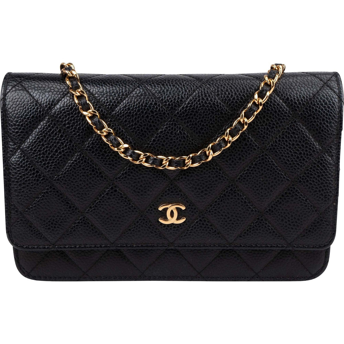 Chanel Quilted Caviar Leather CC Wallet On Chain Crossbody Bag