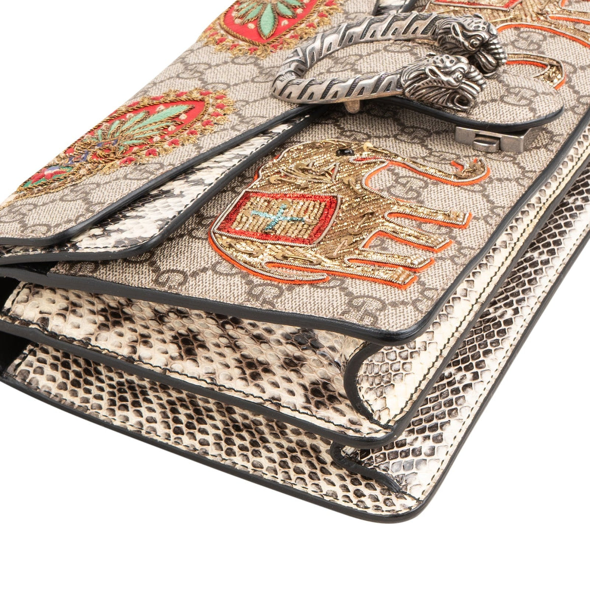 Gucci Limited Monogram GG Supreme  Embroidered Python Dionysus Shoulder Bag