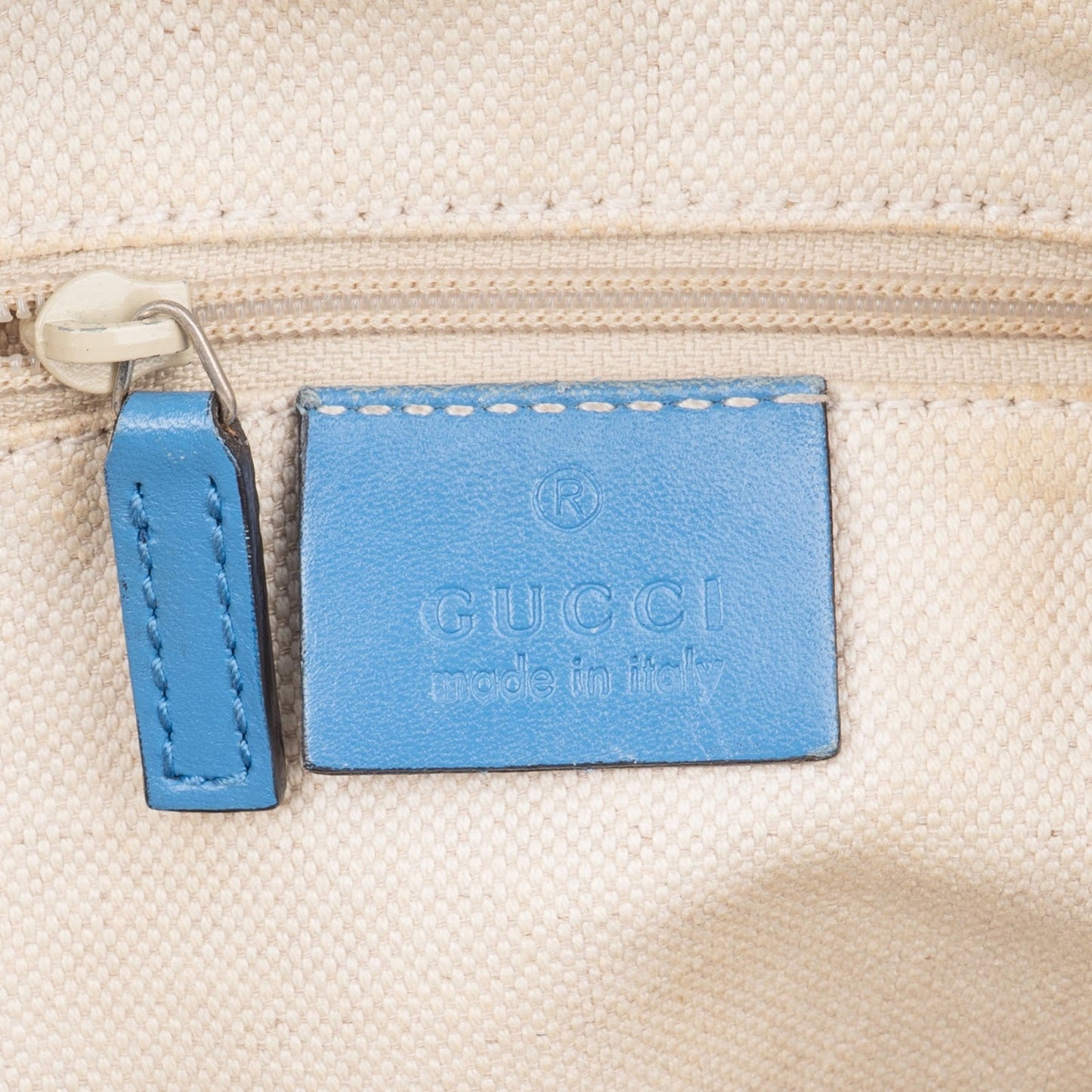 Gucci Monogram GG Blue Leather Sukey Handbag