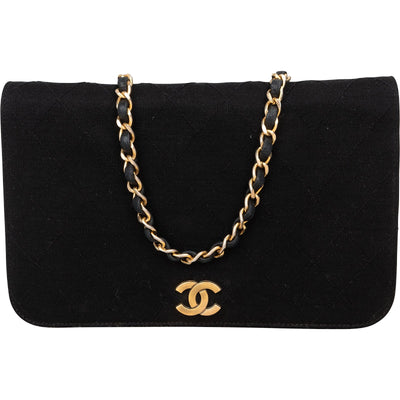 Chanel Quilted Cotton Medium Single Flap Shoulder Bag