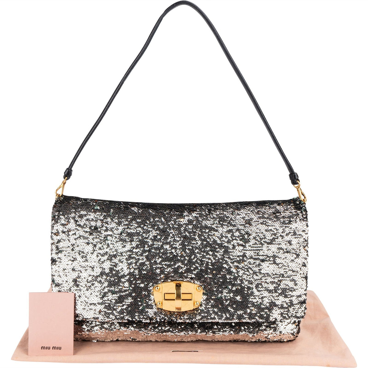 Miu Miu Bicolor Sequin Flap Hobo Shoulder Bag