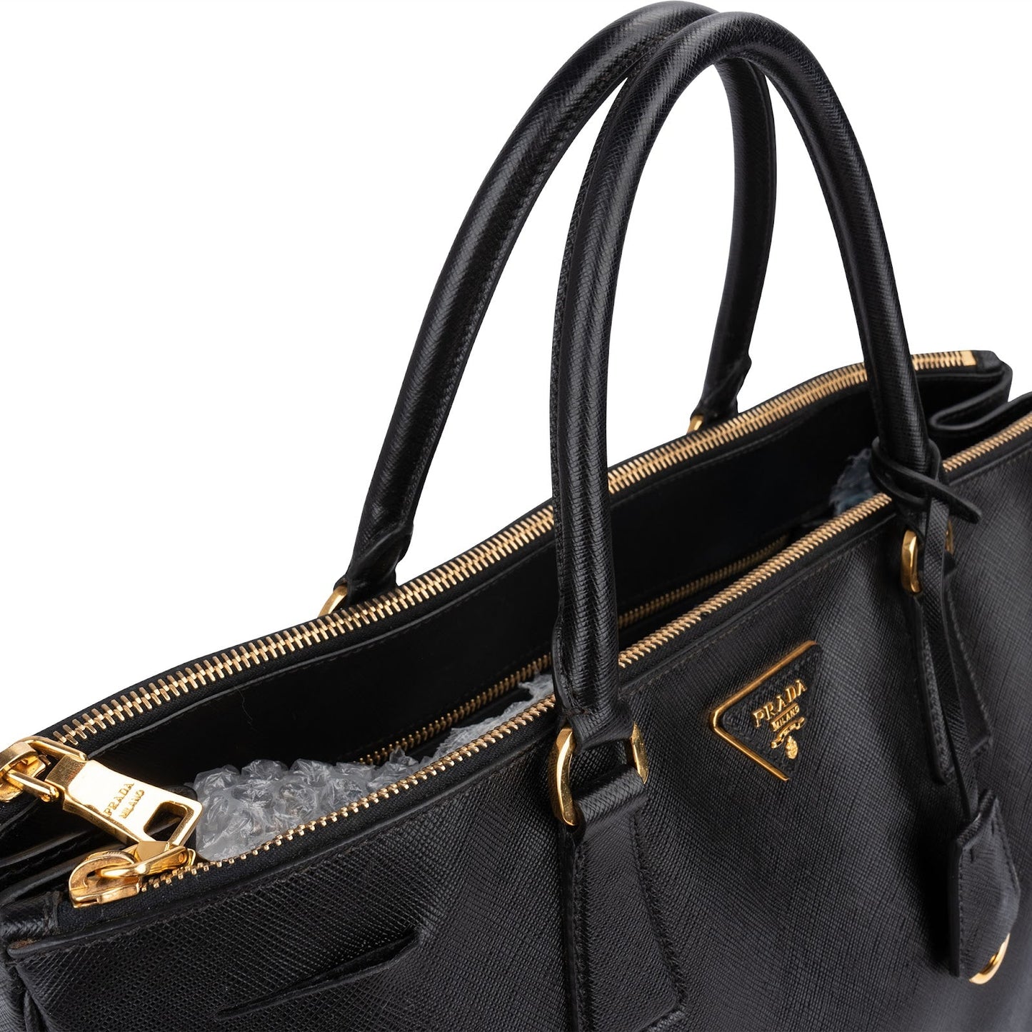 Prada Black Saffiano Leather Galleria Handbag