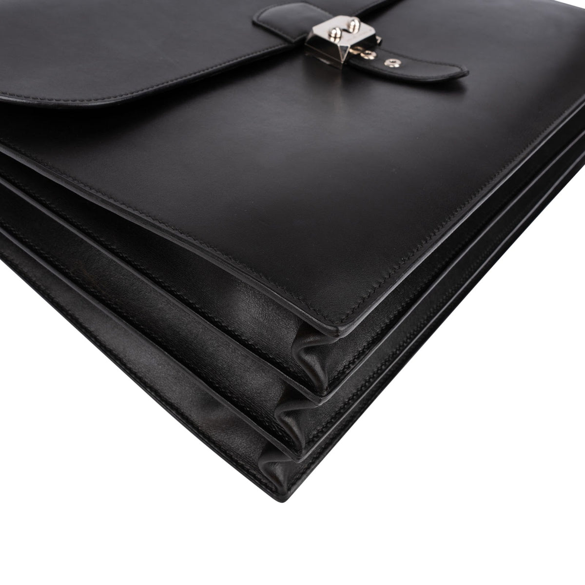 Hermès Noir Box Calf Leather Sac à Dépêches Business Handbag