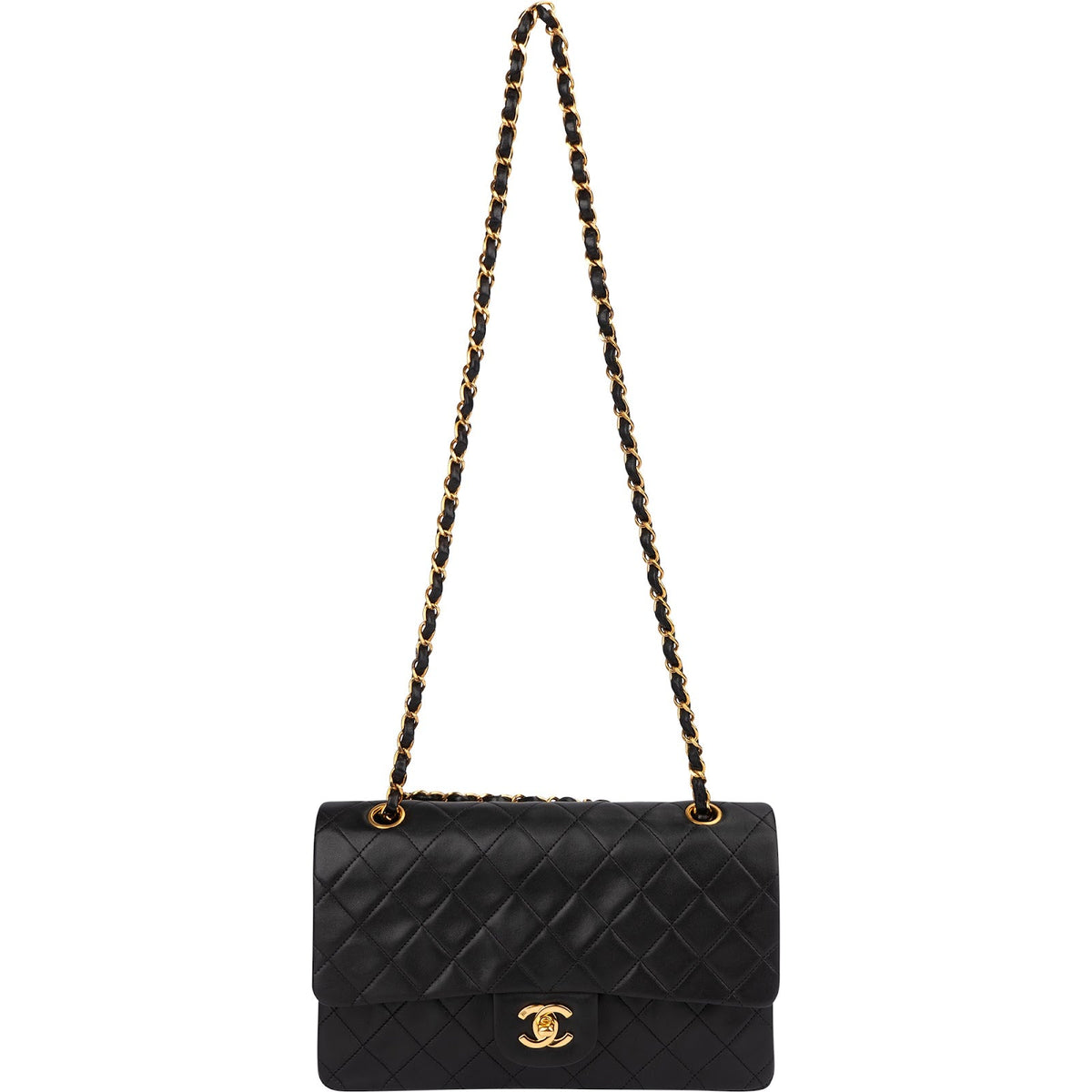 Chanel Quilted Lambskin Medium 24K Gold Double Flap Shoulder Bag