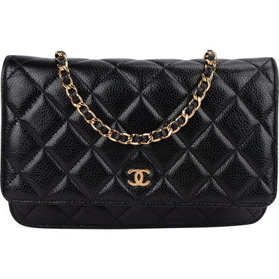 Chanel Quilted Caviar Leather Wallet On Chain Crossbody Bag