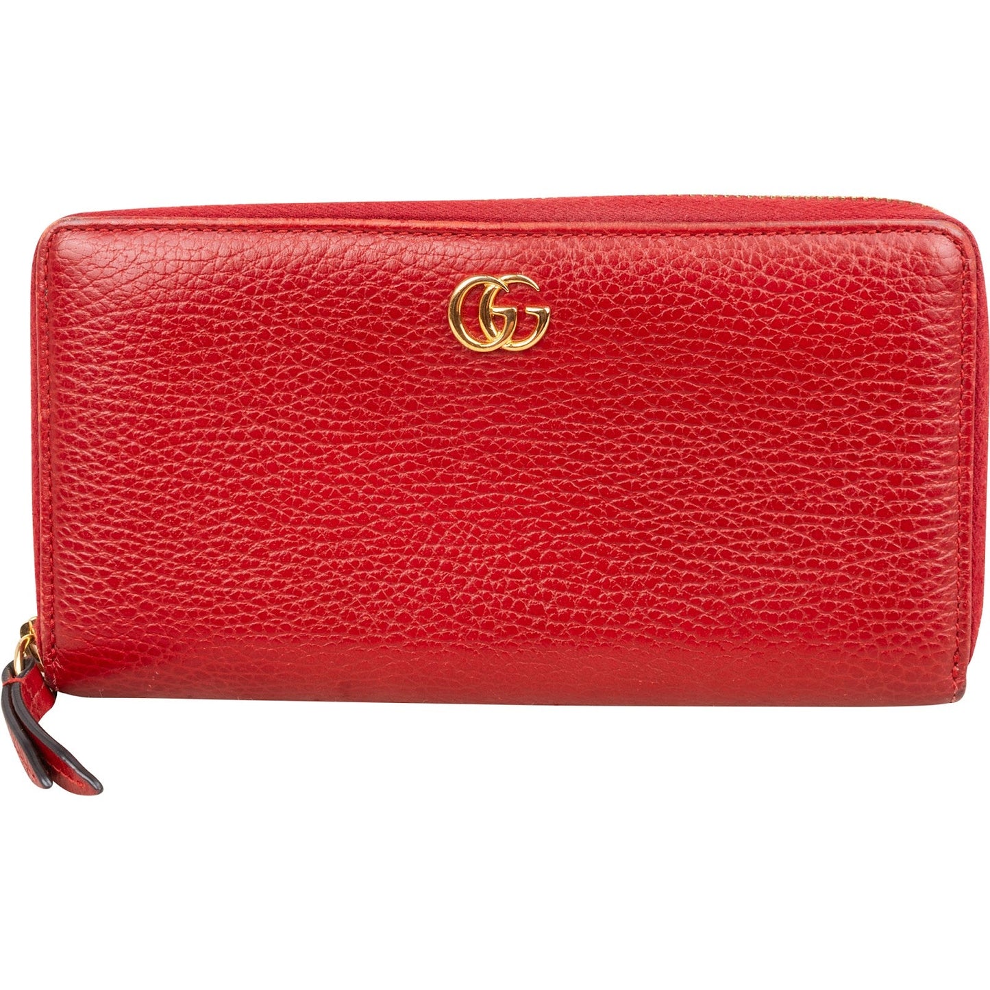 Gucci Grained Leather GG Marmont Zip Around Wallet