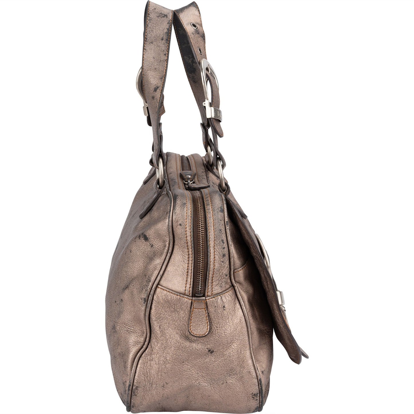 Christian Dior Metallic Leather Gaucho Saddle Handbag