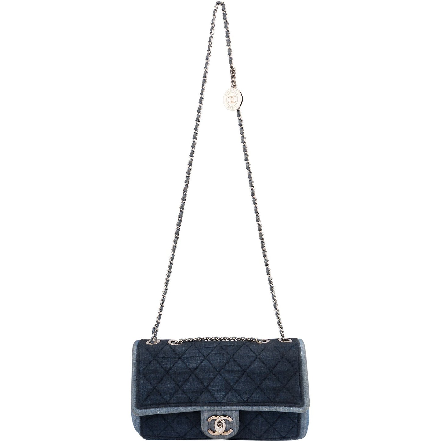 Chanel Quilted Denim Medium Single Flap Crossbody Bag