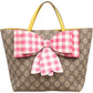 Gucci Children's Tote mit Schleife aus GG Supreme Canvas – Vorderansicht