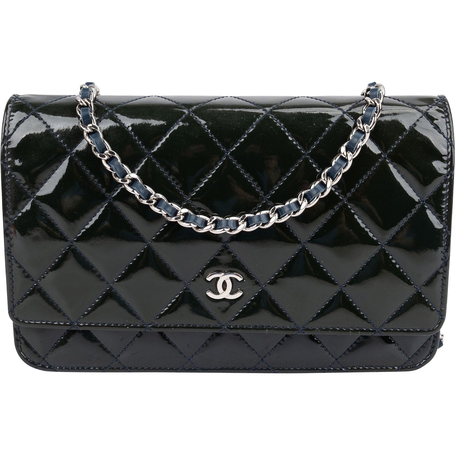 Chanel Quilted Patent Leather Wallet On Chain Crossbody Bag