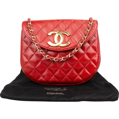 Chanel Quilted Lambskin Half Moon Single Flap Crossbody Bag