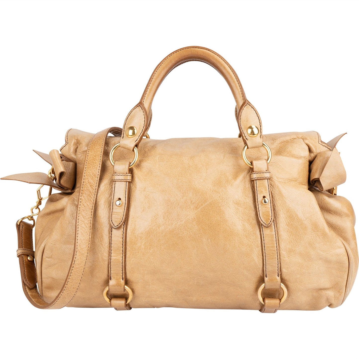 Miu Miu Vitello Lux Bow Satchel Handbag