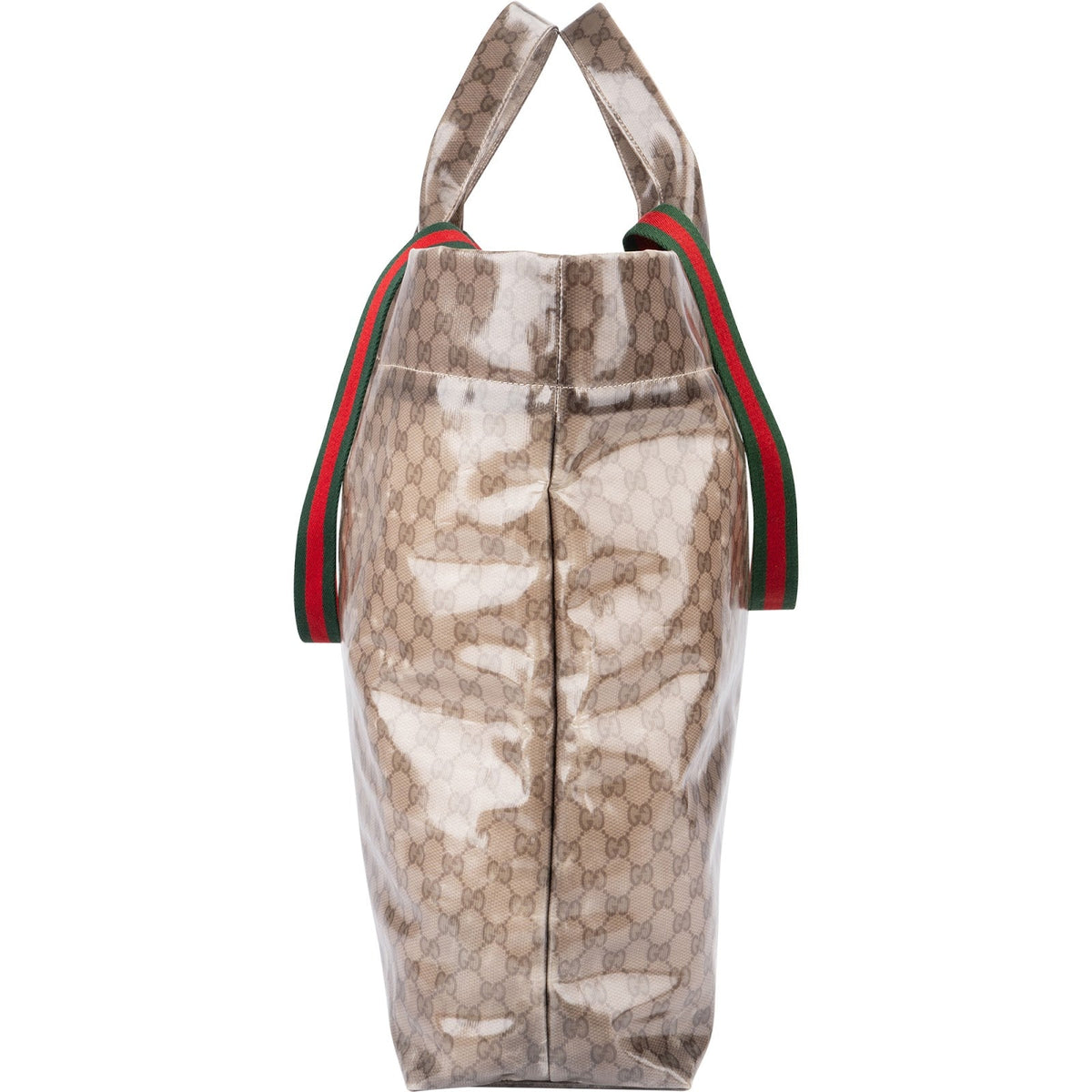 Gucci Monogram GG Vinyl Web See-Through Large Tote Travel Shoulder Handbag