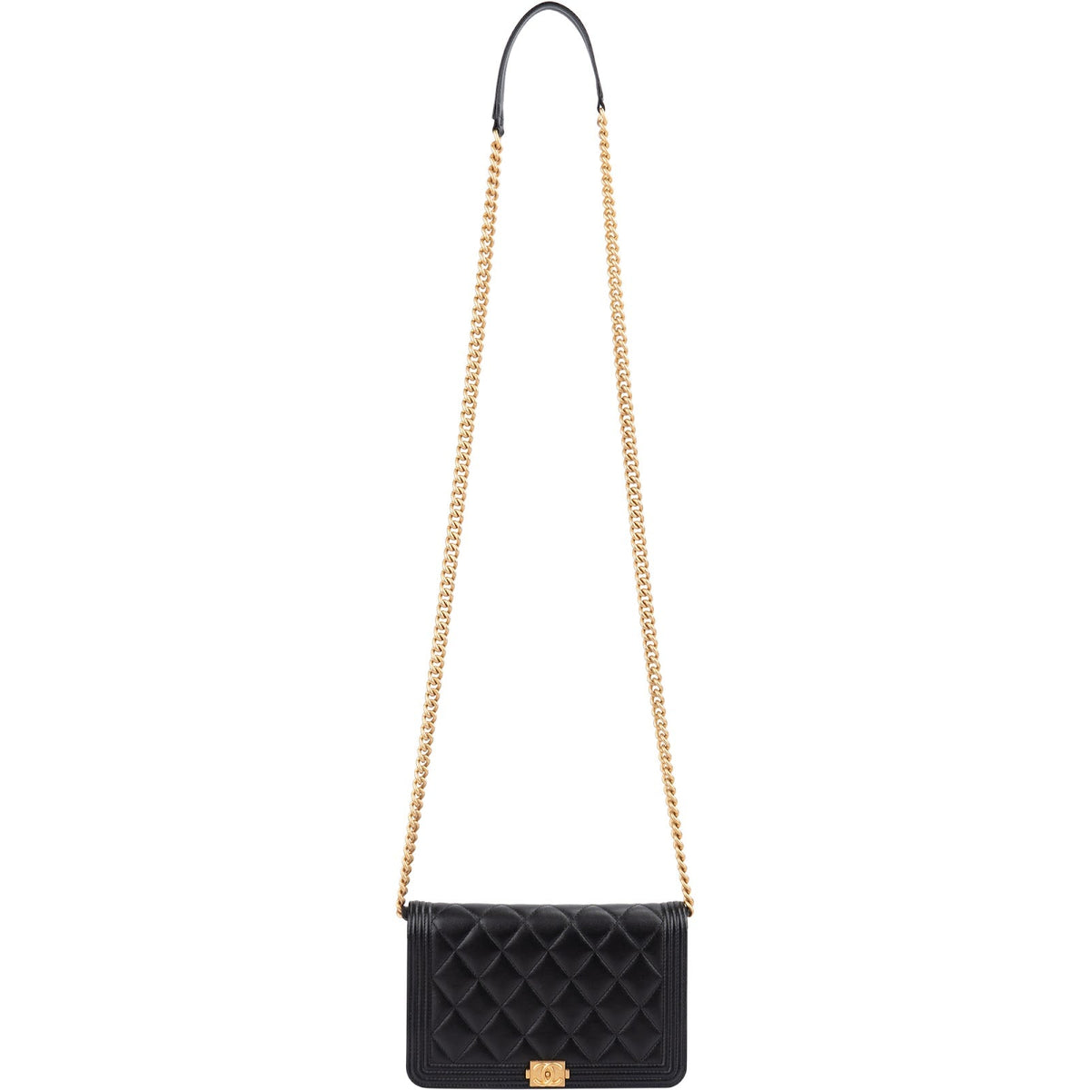Chanel Quilted Lambskin Small Boy Wallet On Chain Crossbody Bag