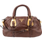 Prada Brown Vitello Daino Bauletto Handbag