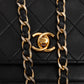 Chanel Quilted Lambskin Half Moon 24K Gold Double Flap Shoulder Bag