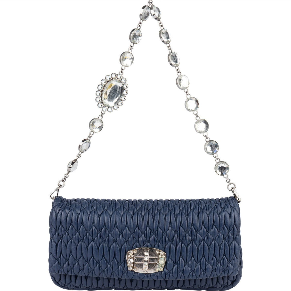 Miu Miu Pochette mit Kristallen aus Matelassé-Nappaleder – Ansicht 4