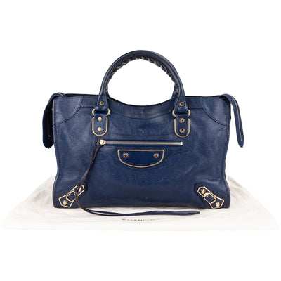 Balenciaga Blue Leather City Handbag