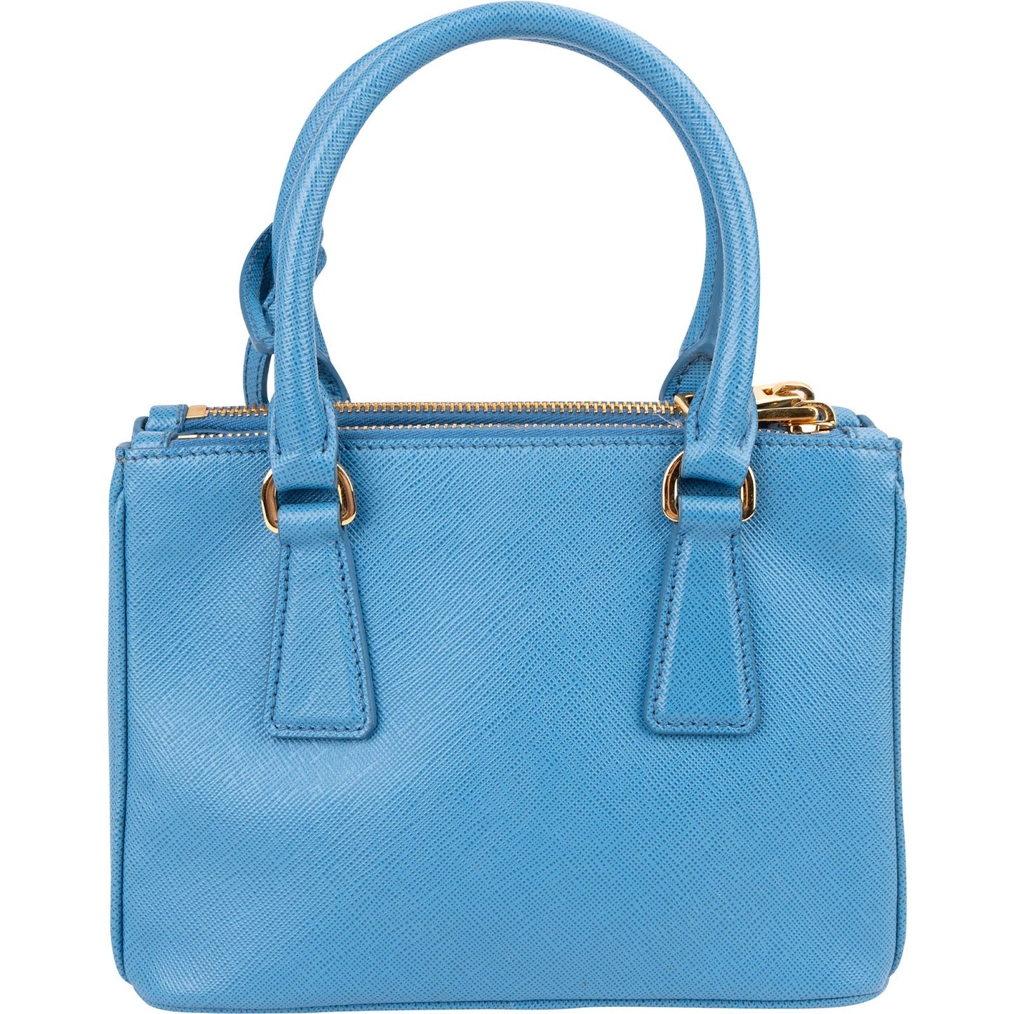 Prada Blue Saffiano Leather Pradasphere Galleria Micro Handbag
