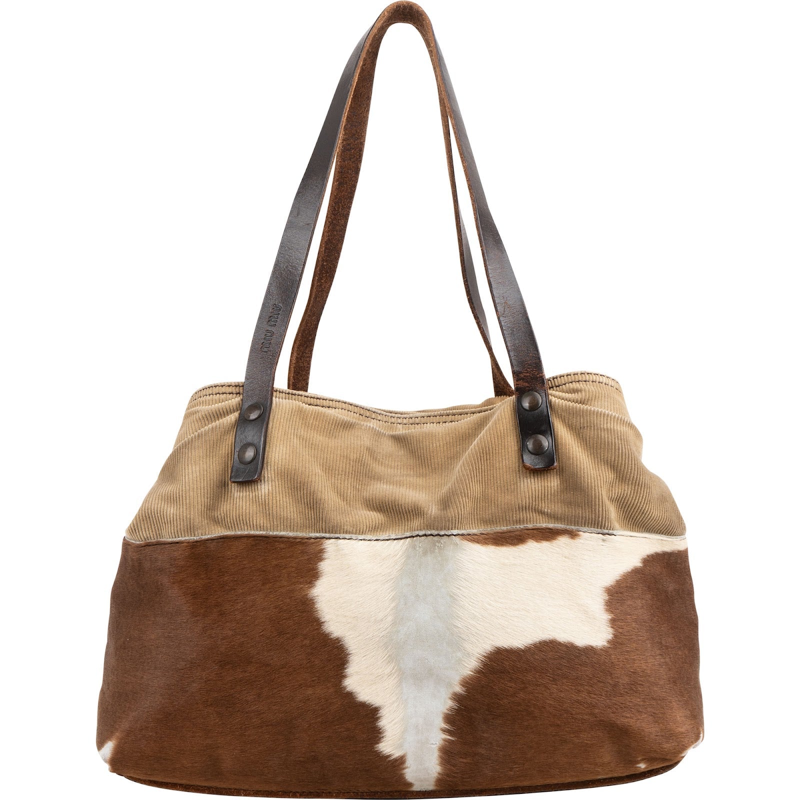 Miu Miu Pony Hair Corduroy Tote Shoulder Bag