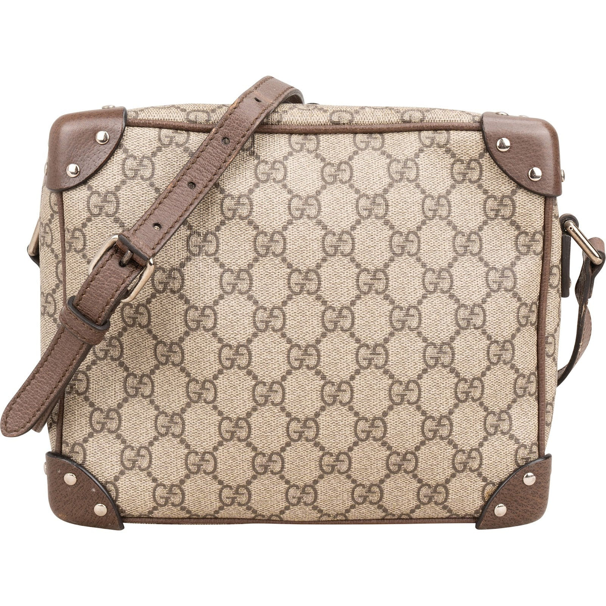 Gucci Monogram GG Supreme Canvas Studded Trunk Crossbody Bag