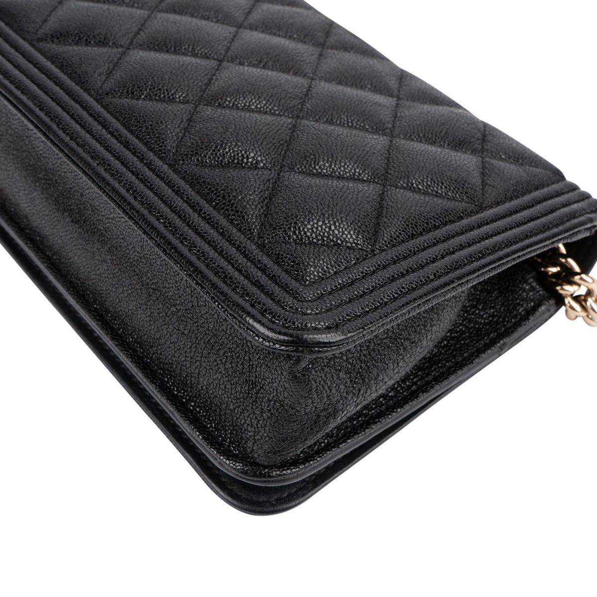 Chanel Quilted Caviar Leather Small Boy Wallet On Chain Crossbody Bag