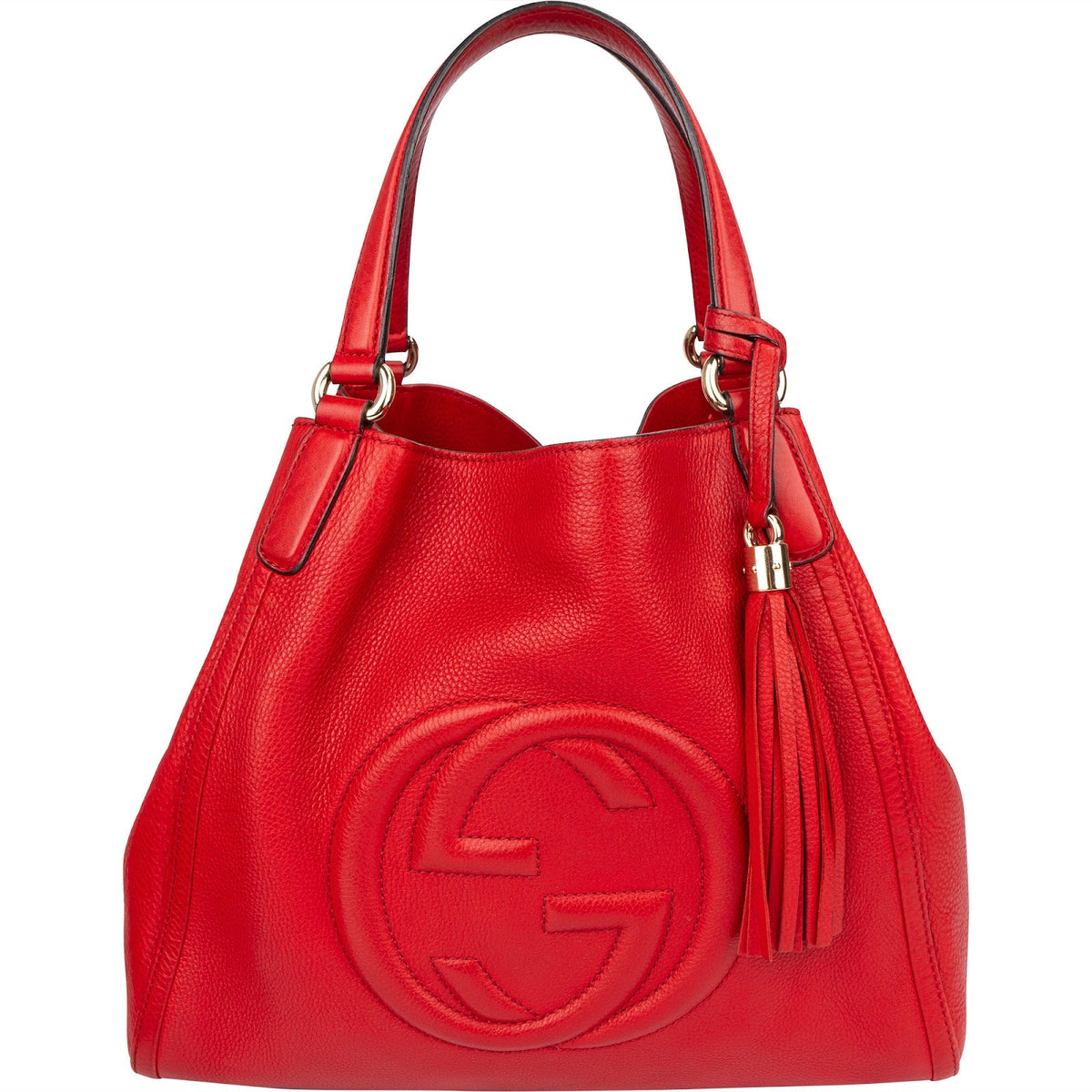 Gucci Soho Tassel Hobo Shopper aus genarbtem Leder – Vorderansicht