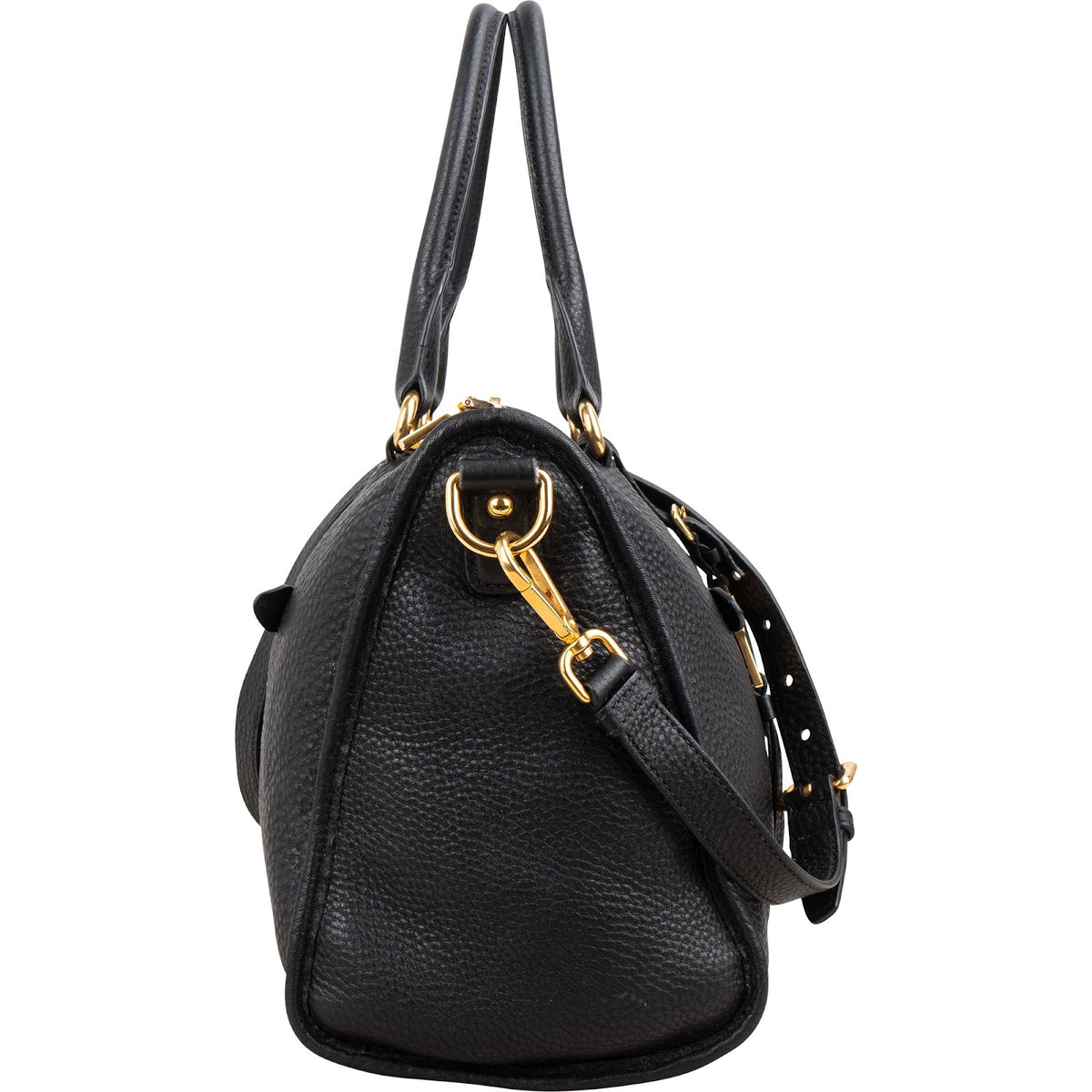 Prada Black Grained Vitello Daino Leather City Handbag