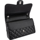 Chanel Quilted Caviar Leather Palladium Double Flap Jumbo Crossbody Bag