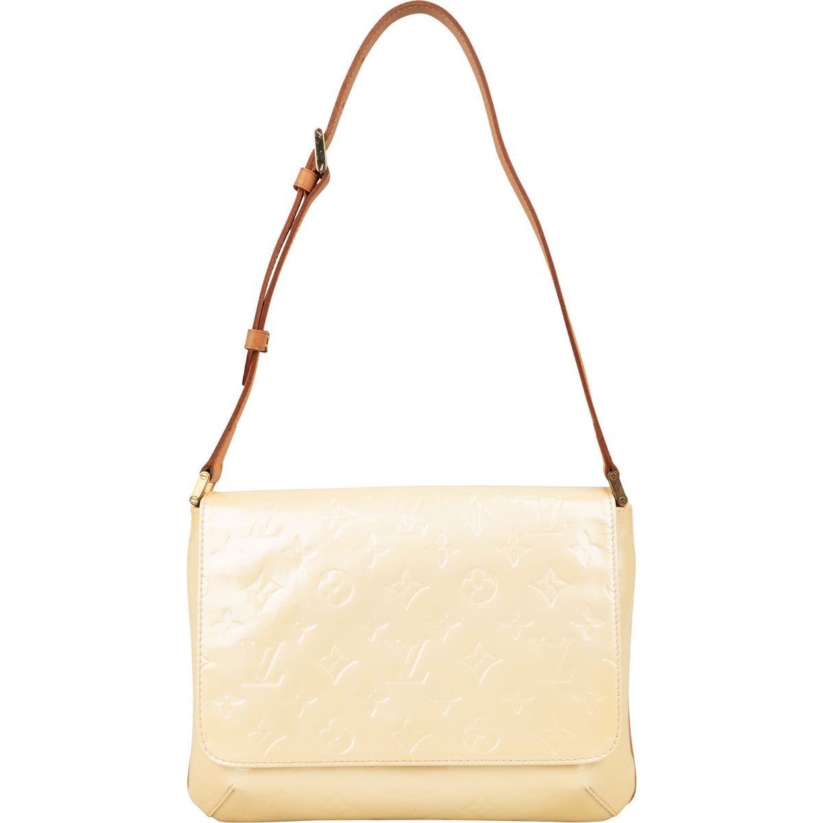 Louis Vuitton Thompson Street aus Monogram Vernis in Vanille – Vorderansicht
