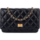 Chanel Quilted Crinkled Navy Lambskin 2.55 Reissue Wallet On Chain Crossbody Bag