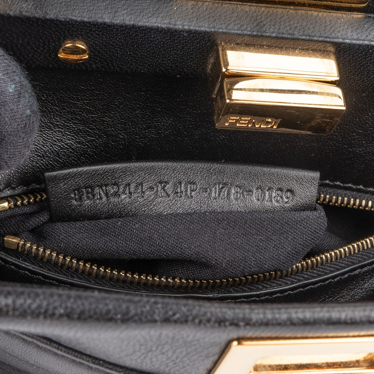 Fendi Black Leather Mini Peekaboo Handbag