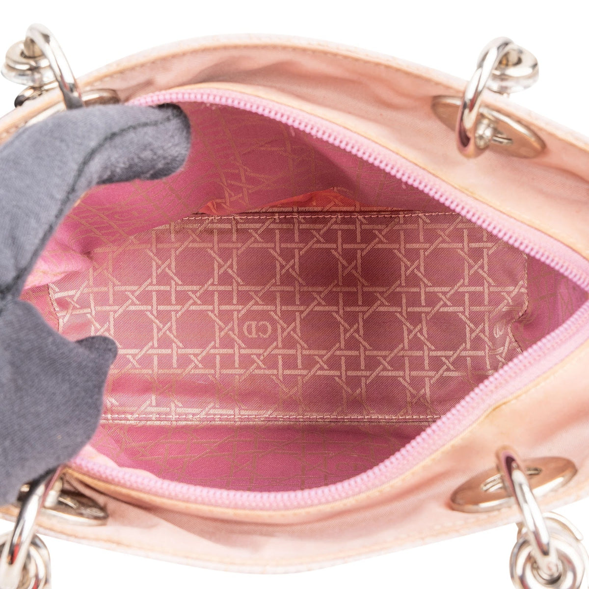 Christian Dior Nylon Cannage Transparent  Lady Dior Handbag