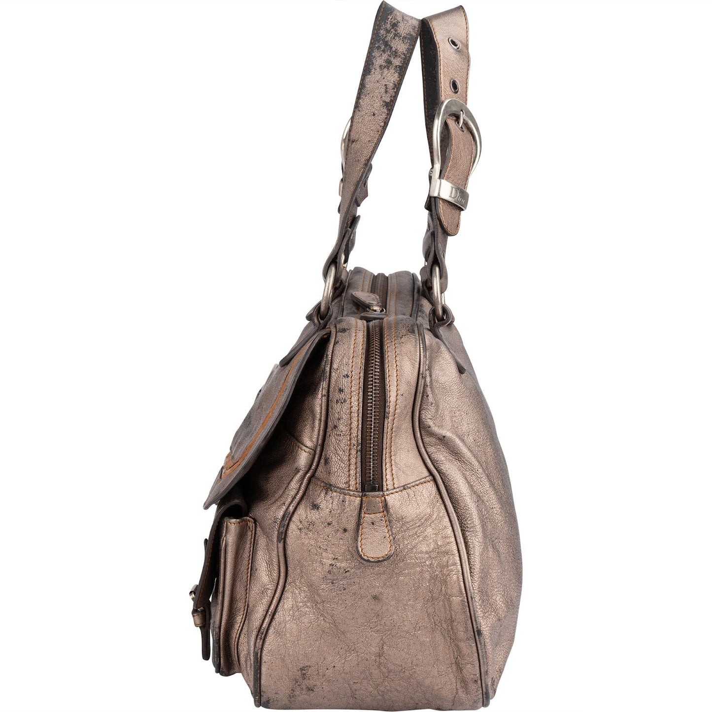 Christian Dior Metallic Leather Gaucho Saddle Handbag