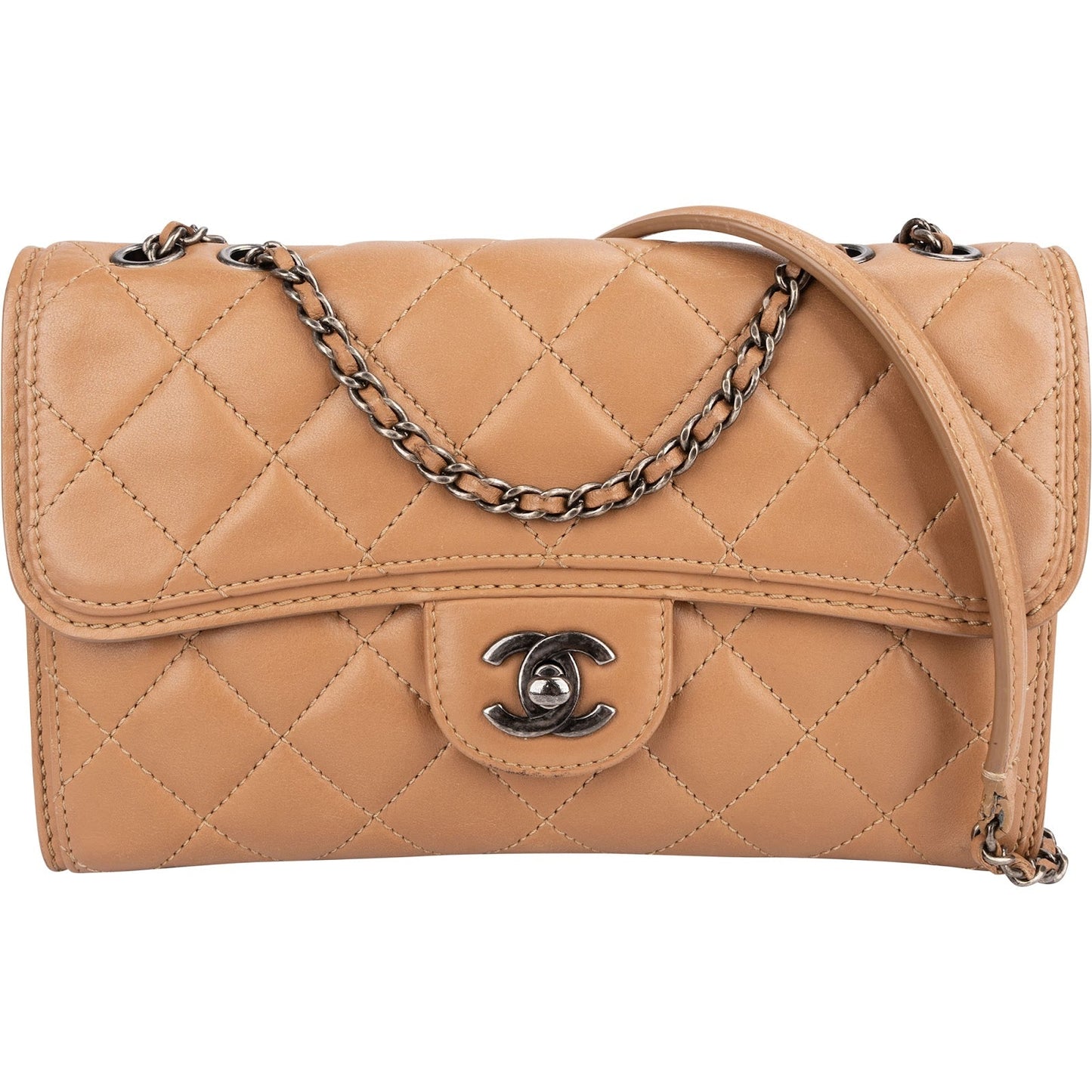 Chanel Quilted Lambskin Antique Hardware Single Flap Crossbody Bag