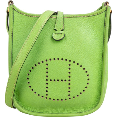 Hermès Vert Clemence Leather Evelyne PM Crossbody Bag