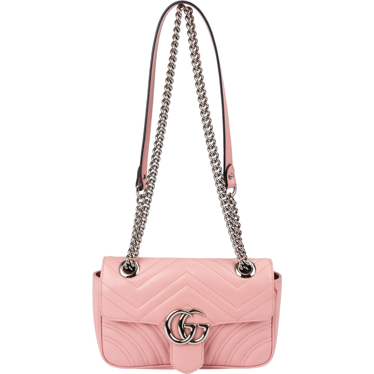 Gucci Pink Matelassé Leather GG Marmont Small Crossbody Bag