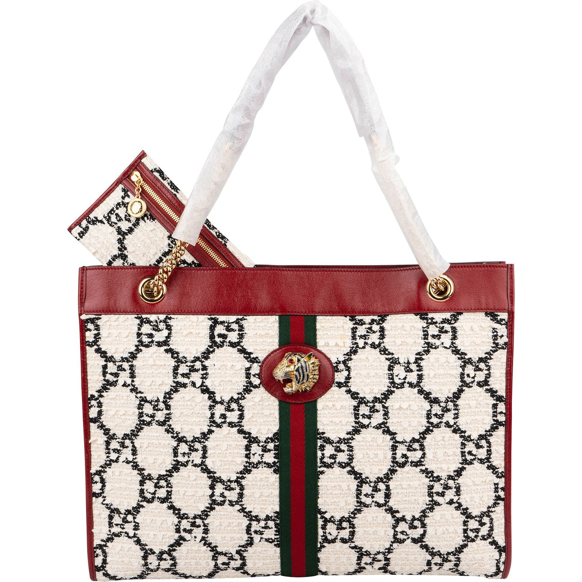 Gucci Rajah Tote aus GG Tweed – Vorderansicht