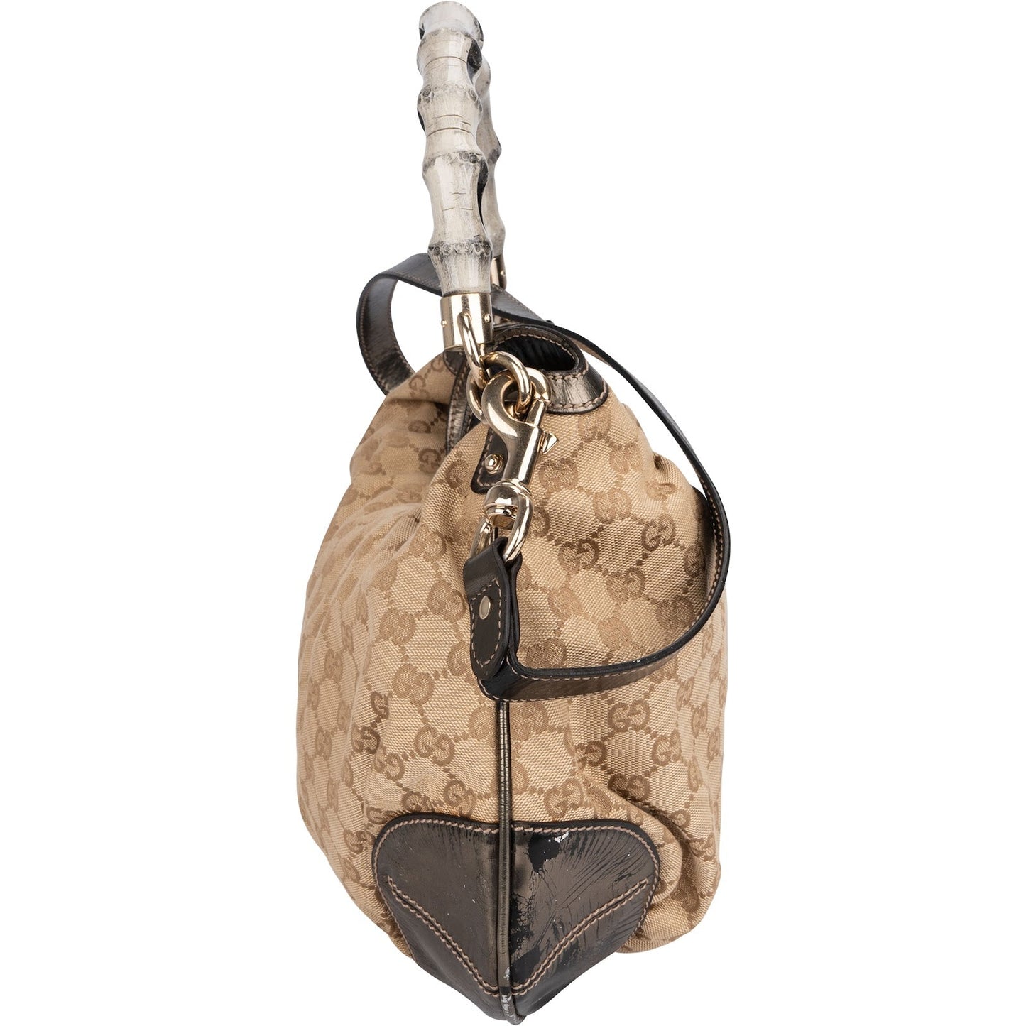 Gucci Monogram GG Bamboo Handle Shoulder Bag