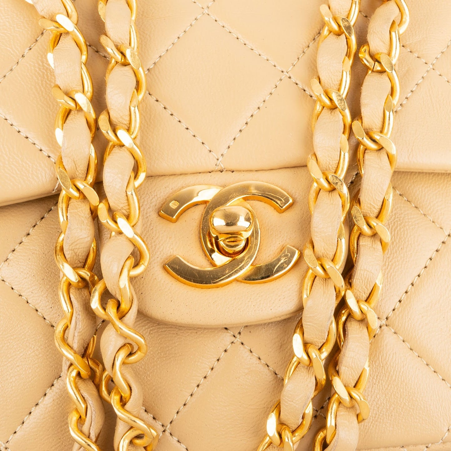Chanel Quilted Lambskin 24K Medium Gold Double Flap Shoulder Bag