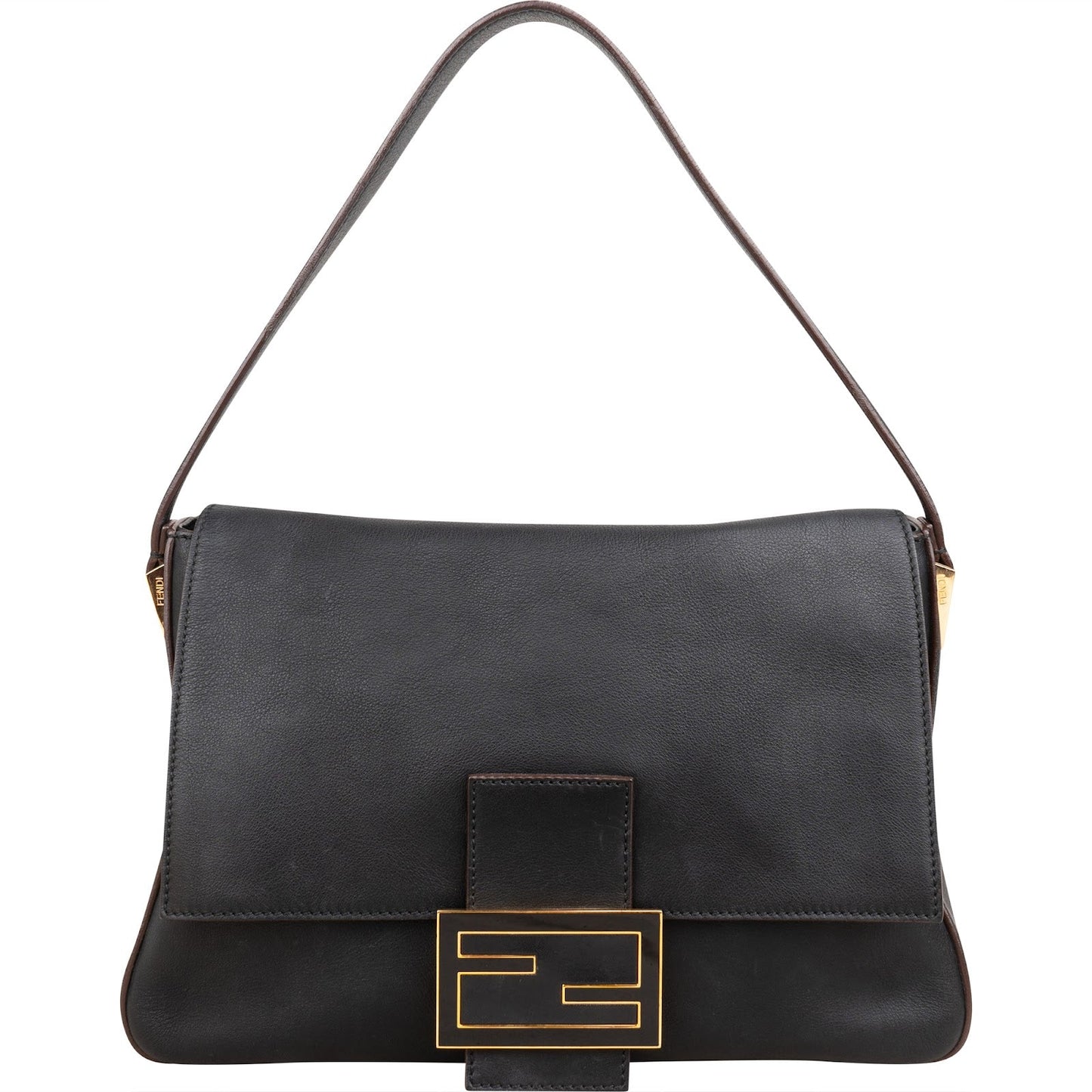 Fendi Black Leather Mamma Baguette Shoulder Bag
