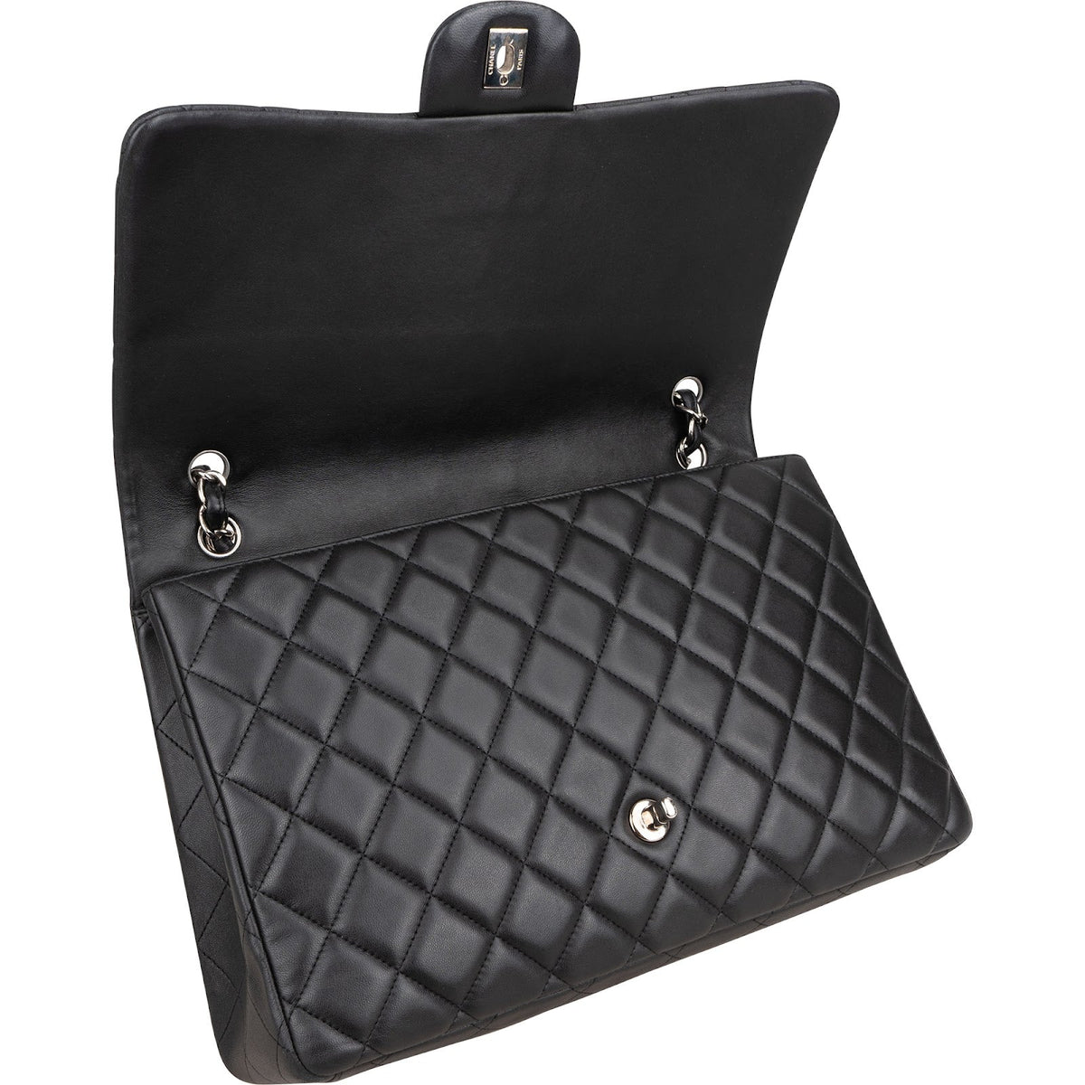 Chanel Quilted Lambskin Palladium Maxi Single Flap Crossbody Bag