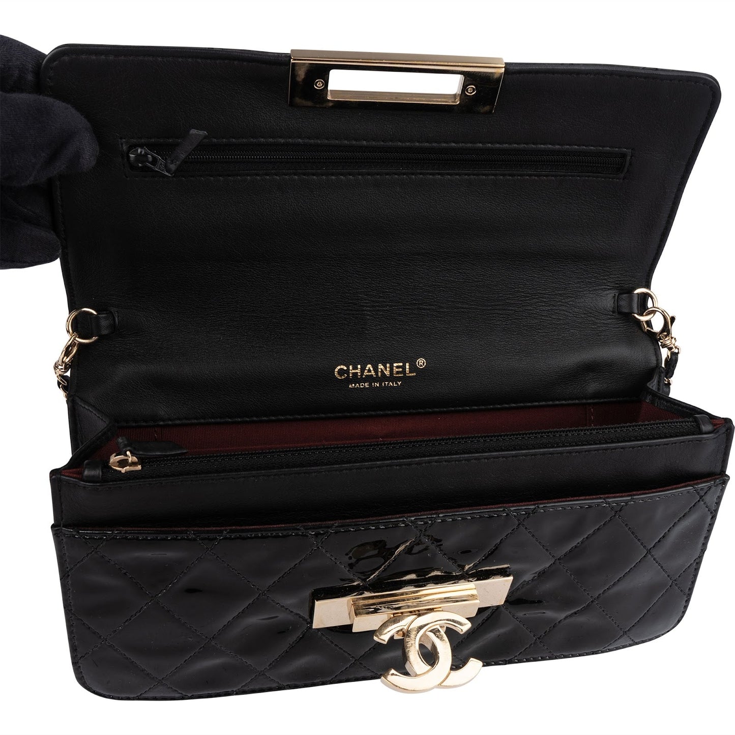 Chanel Quilted Patent Leather CC Crossbody Bag