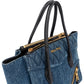 Miu Miu Biker Tote aus gestepptem Denim – Ansicht 2