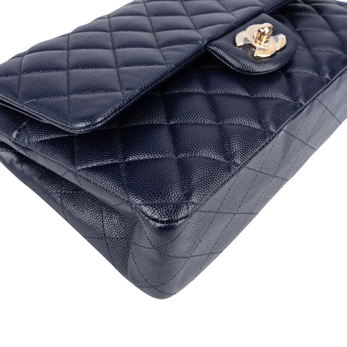 Chanel Quilted Caviar Leather Medium Gold Double Flap Shoulder Bag