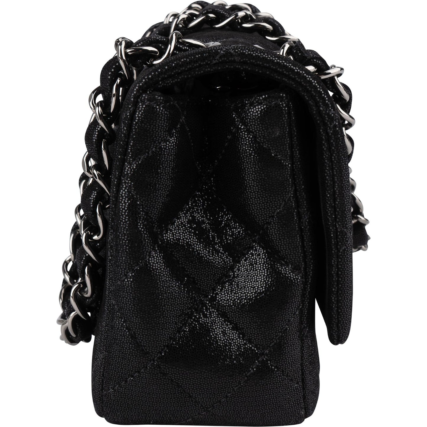 Chanel Quilted Glitter Metallic Suede Crystal-Embelished CC Small Single Flap Shoulder Bag