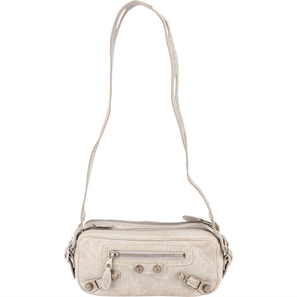 Balenciaga Grey Leather Classic City Double Pocket Hip Shoulder Bag