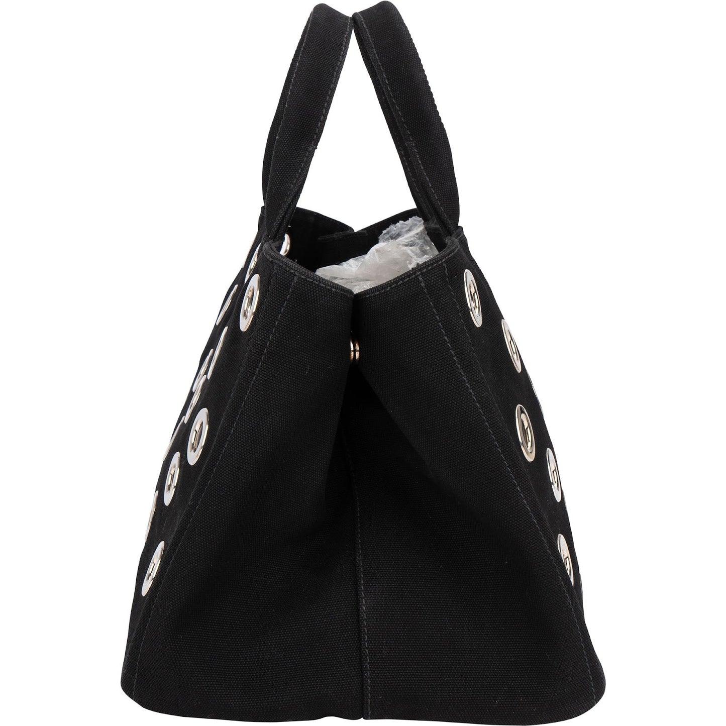 Prada Triangle Perforated Grommet Canapa Handbag