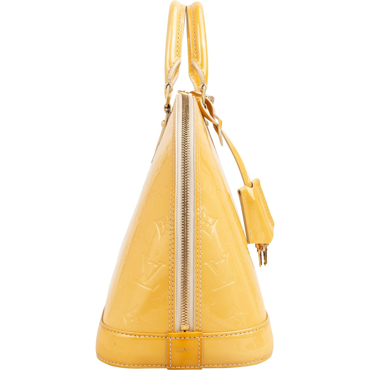 Louis Vuitton Alma PM aus gelbem Monogram Vernis – Ansicht 3