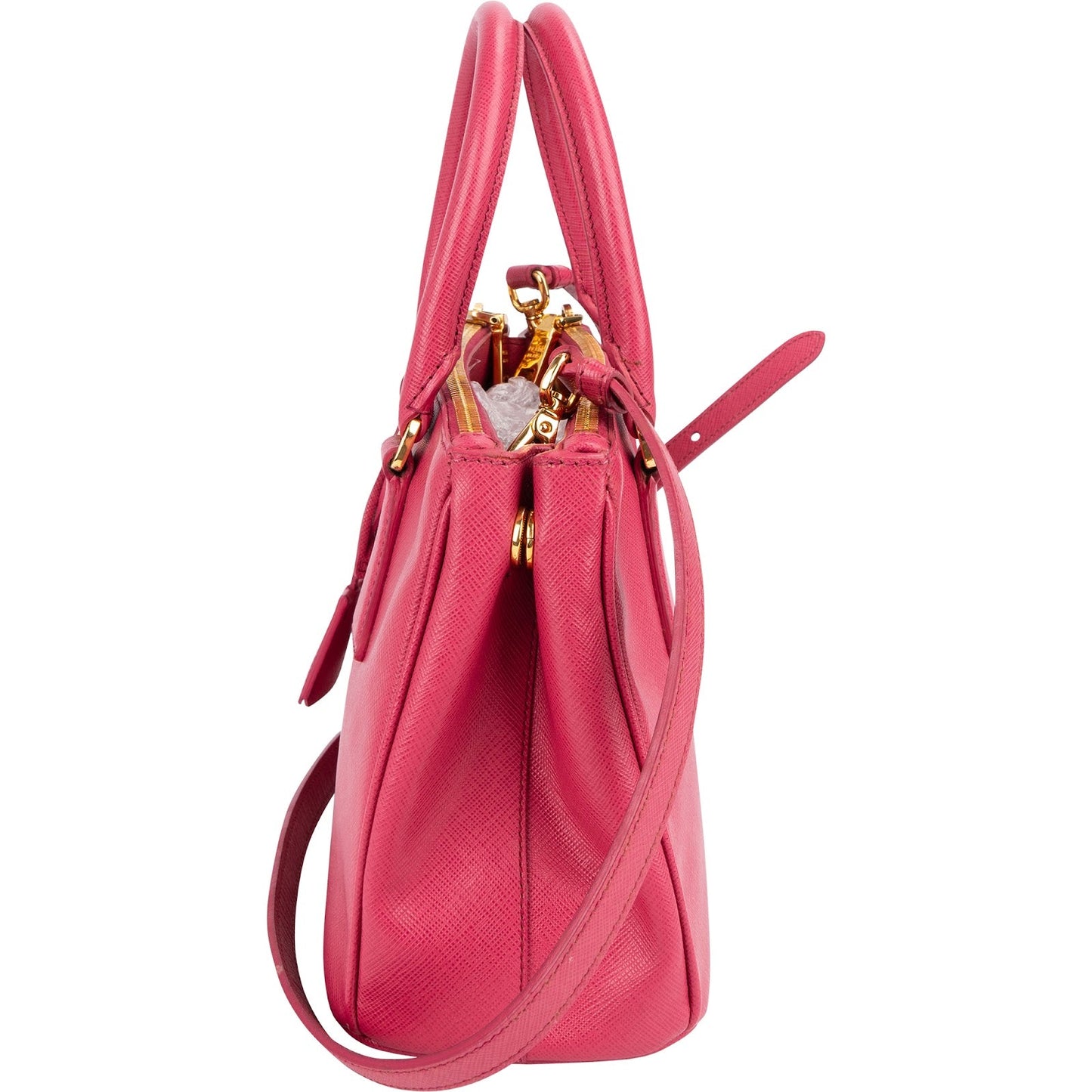 Prada Pink Saffiano Leather Small Galleria Handbag